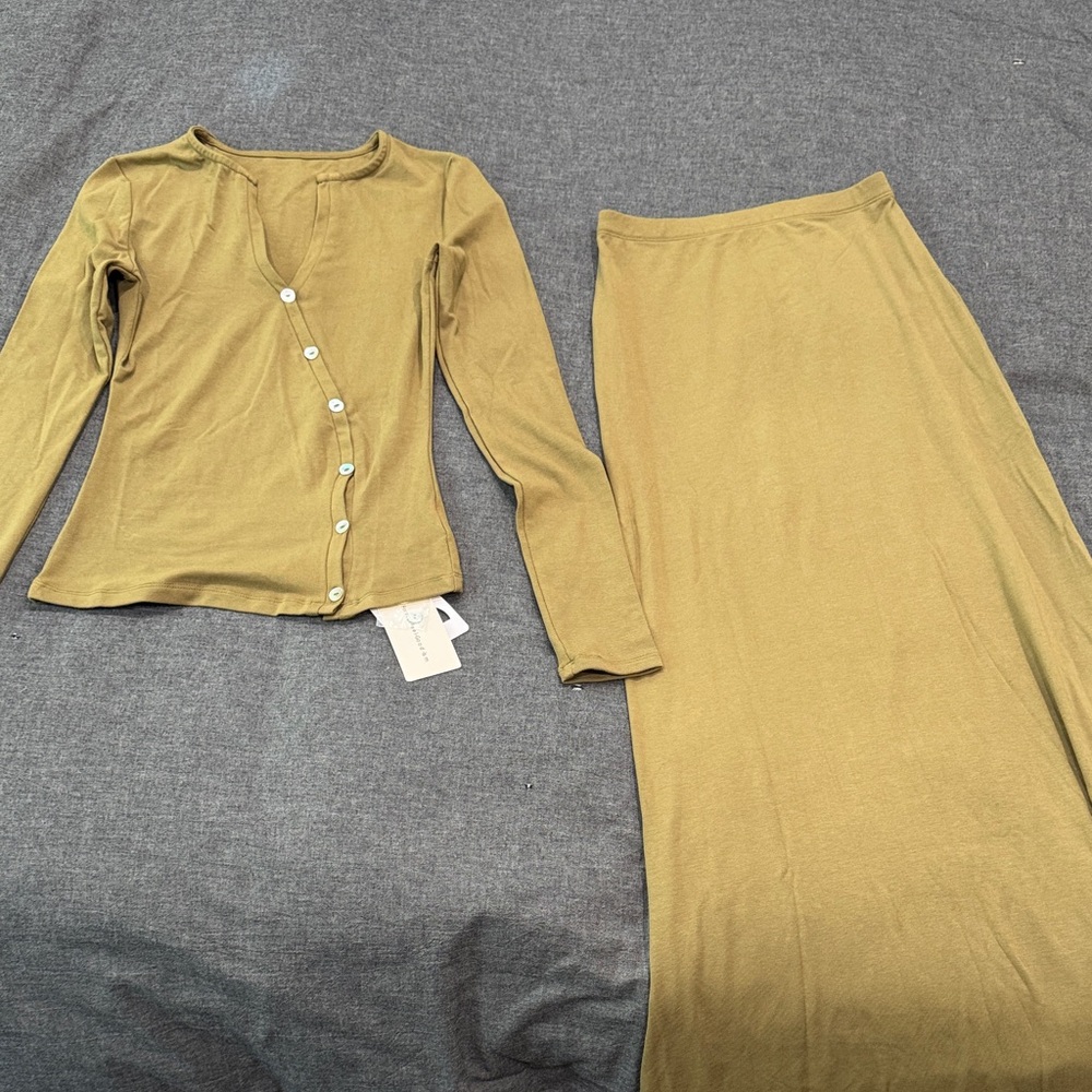 Commense Olive Green Maxi Dress Set